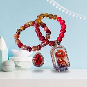 2pc Beaded Charm bracelet set